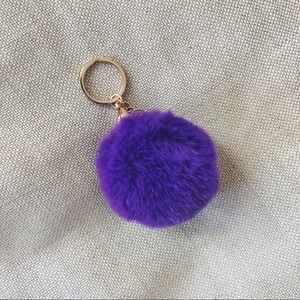 NWOT Purple Rabbit Fur Pom Keychain